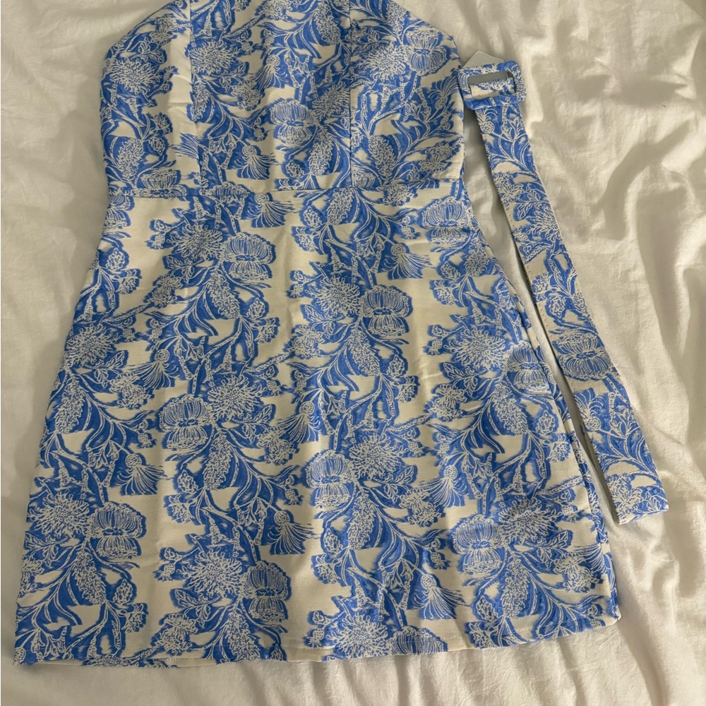 Blue and White Floral Mini Dress
